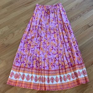 Zesica Tie Waist Floral Maxi Skirt